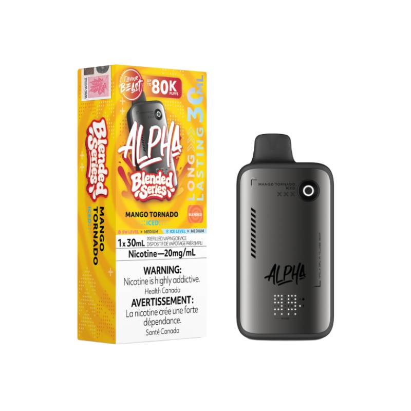 Flavour Beast Alpha 80K disposable vape Mango Tornado flavour 30mL 20mg nicotine device and packaging