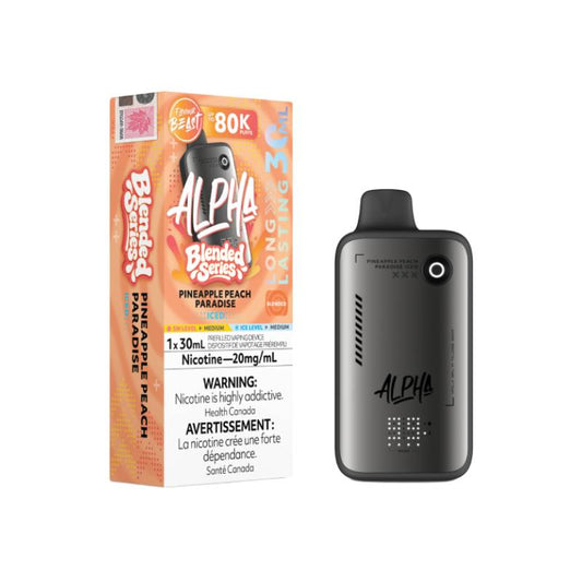 Flavour Beast Alpha 80K disposable vape Pineapple Peach Paradise flavour 30mL 20mg nicotine device and packaging