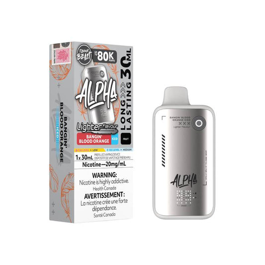 Flavour Beast ALPHA 80K Lighter Flavours Bangin' Blood Orange Iced disposable vape with retail packaging