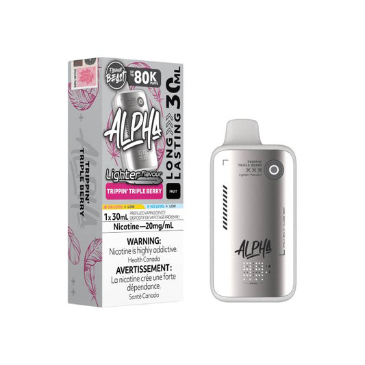 Flavour Beast ALPHA 80K Lighter Flavours Trippin' Triple Berry disposable vape with retail packaging