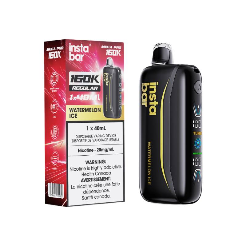 Insta Bar Mega Pro 160K Watermelon Ice disposable vape with retail packaging