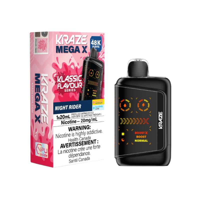 Kraze Mega X 48K Night Rider Disposable Vape 20mg with up to 48000 puffs and dark mixed berry flavour