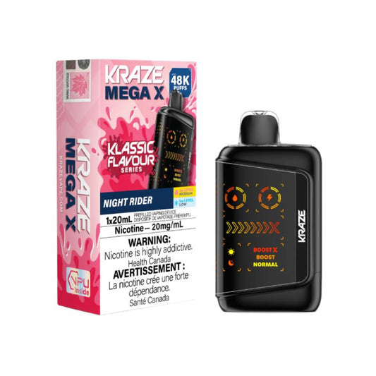 Kraze Mega X 48K Night Rider Disposable Vape 20mg with up to 48000 puffs and dark mixed berry flavour