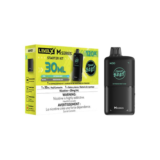 Level X M Series M30 120K Extreme Mint vape starter kit with device and retail packaging