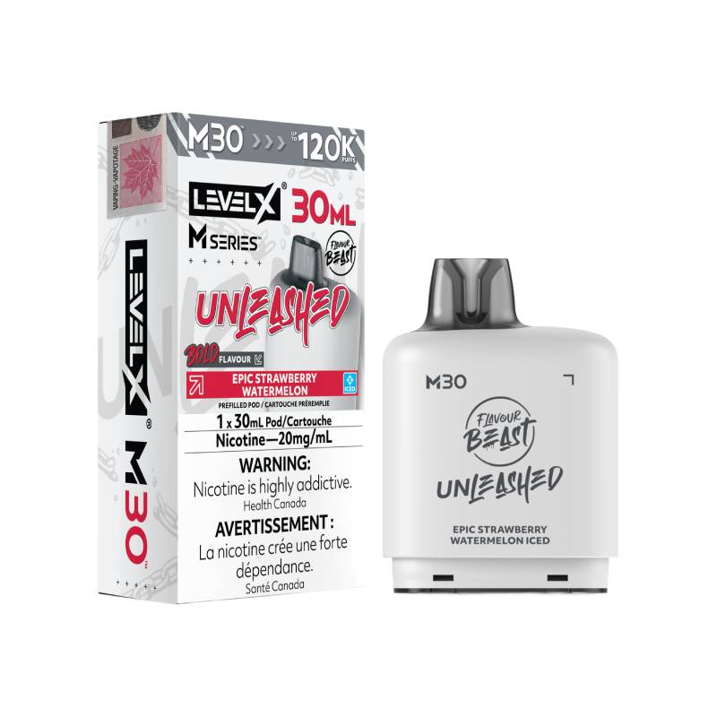 Level X M Series M30 120K Flavour Beast Epic Strawberry Watermelon prefilled vape pod with retail packaging