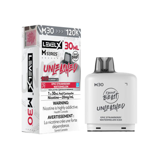 Level X M Series M30 120K Flavour Beast Epic Strawberry Watermelon prefilled vape pod with retail packaging