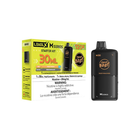Level X M Series M30 120K Frizzy Peach vape starter kit with device and retail packaging