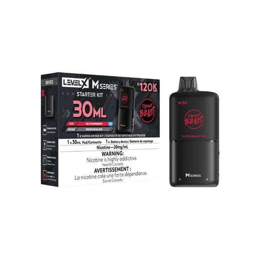Level X M Series M30 120K Sic Strawberry vape starter kit with device and retail packaging