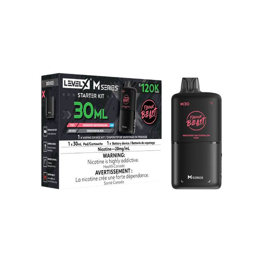 Level X M Series M30 120K Weekend Watermelon vape starter kit with device and retail packaging