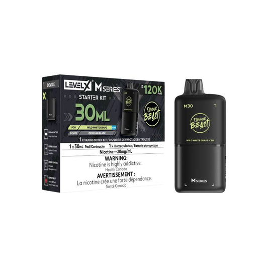 Level X M Series M30 120K Wild White Grape vape starter kit with device and retail packaging