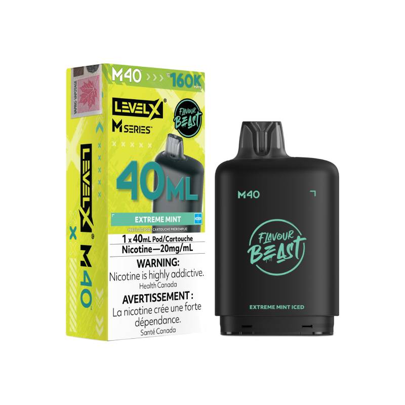 Level X M Series M40 160K Extreme Mint Iced vape pod with retail packaging