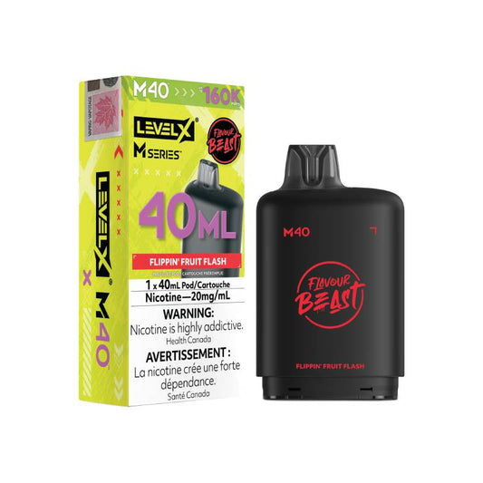 Level X M Series M40 160K Flippin' Fruit Flash vape pod with retail packaging