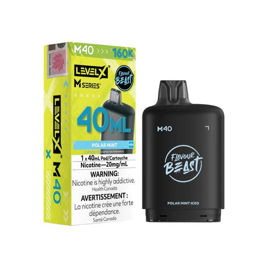 Level X M Series M40 160K Polar Mint Iced vape pod with retail packaging