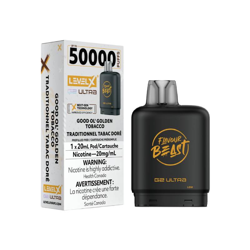 Flavour Beast Level X G2 Ultra Pod 50K - Good Ol' Golden Tobacco