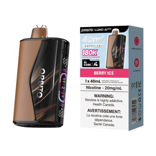 Orbito Lumo AI Pro+ 180K Berry Ice disposable vape with retail packaging