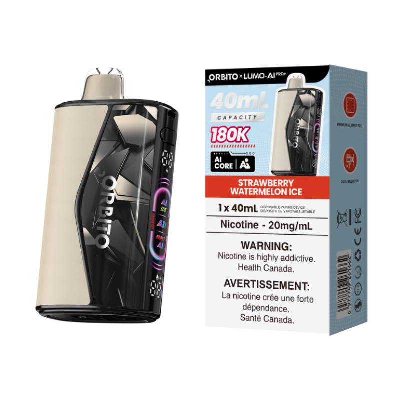 Orbito Lumo AI Pro+ 180K Strawberry Watermelon Ice disposable vape with retail packaging