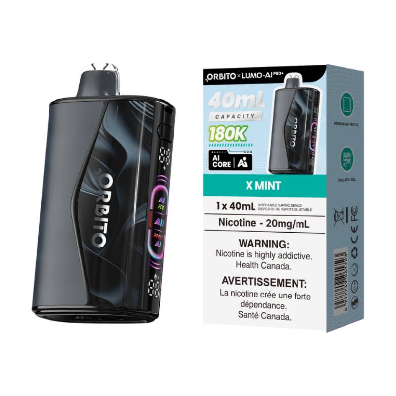 Orbito Lumo AI Pro+ 180K X Mint disposable vape with retail packaging
