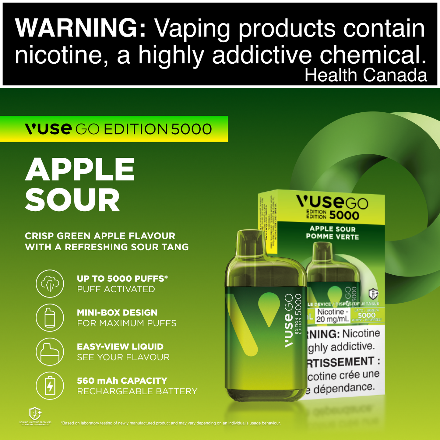 Vuse Go 5000 Edition - Apple Sour, 5000 Puffs